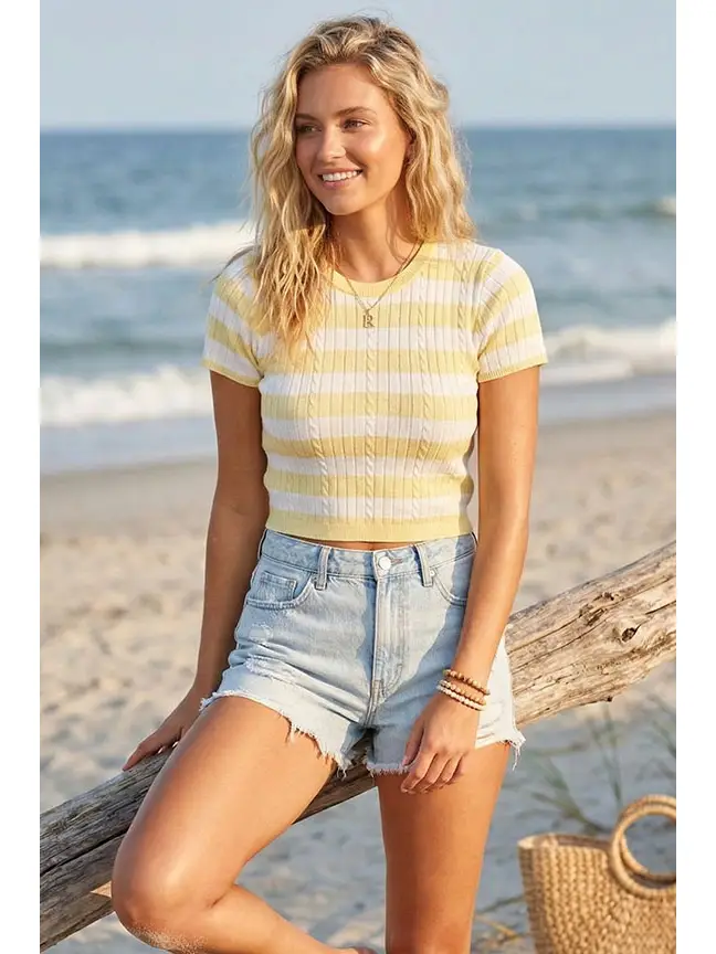 Stripe Knit Sweater Top