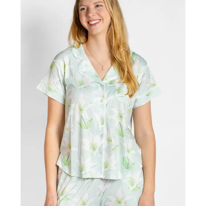 Peace Lily Short Sleeve Pajama Set