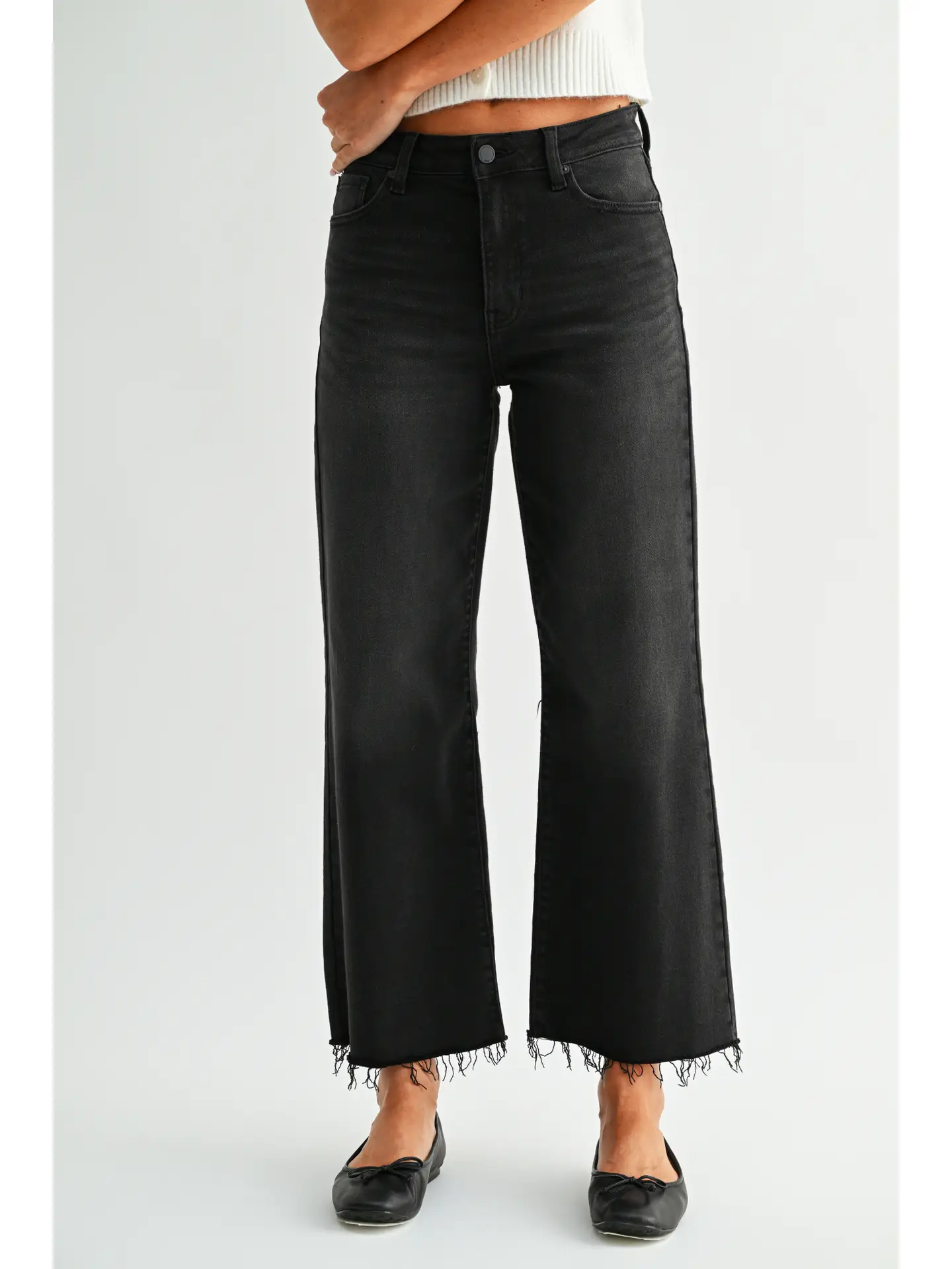 Washed Black Wide Leg Jean