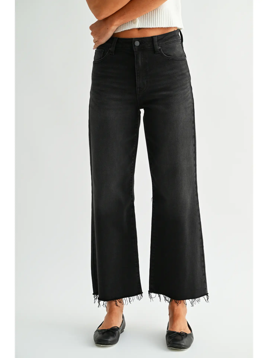 Washed Black Wide Leg Jean