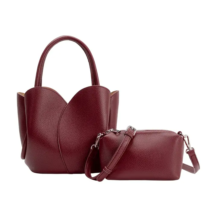 Melie Bianco Tulip Burgundy Recycled Vegan Leather Top Handle Bag
