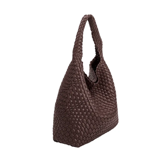 Melie Bianco Johanna Espresso Large Recycled Vegan Leather Shoulder Bag