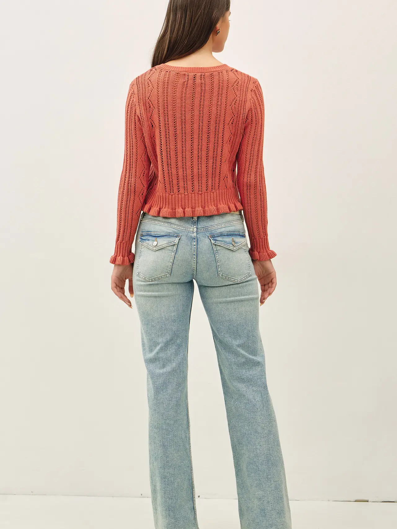 Terracotta Ruffled Crop Cardigan