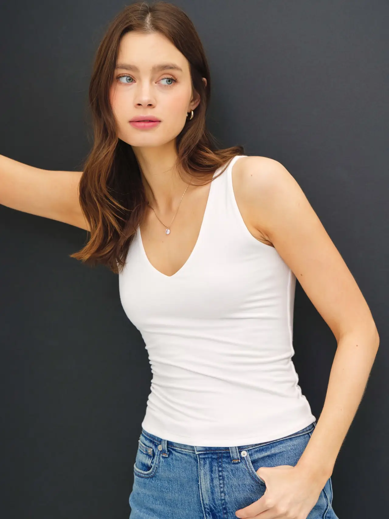 V Neck Double Lined Tank