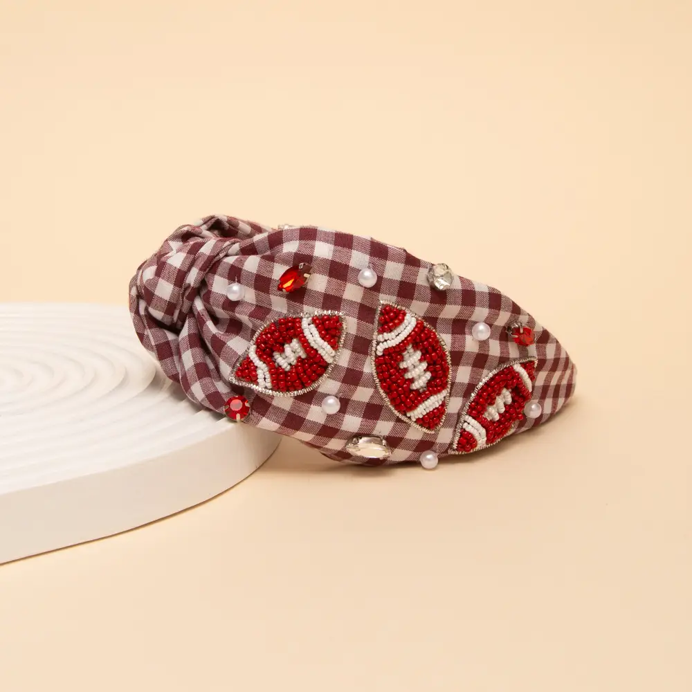 Gameday Football Top Knotted Gingham Style Headband
