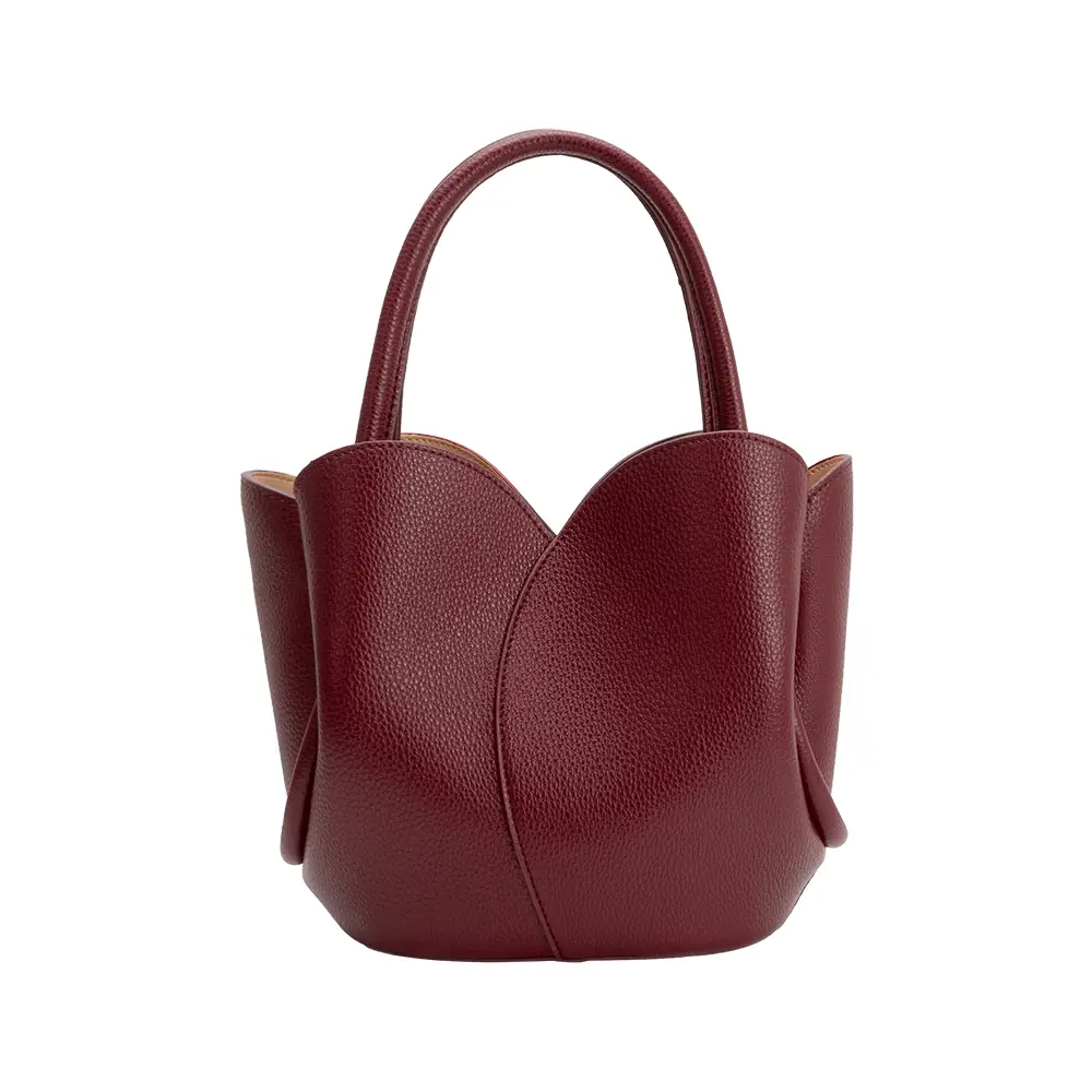 Melie Bianco Tulip Burgundy Recycled Vegan Leather Top Handle Bag