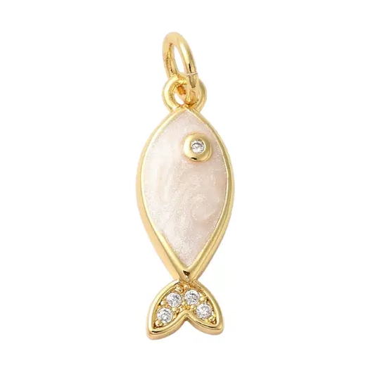 Gold Pearlescent Fish Charm