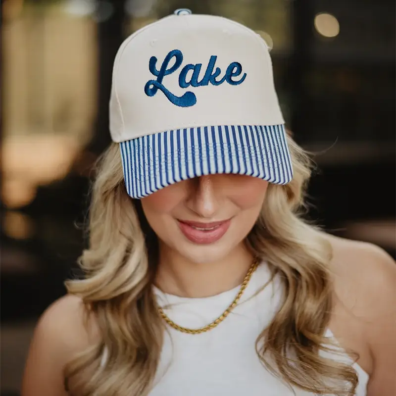 Lake Vintage Trucker Cap- Light blue & Navy