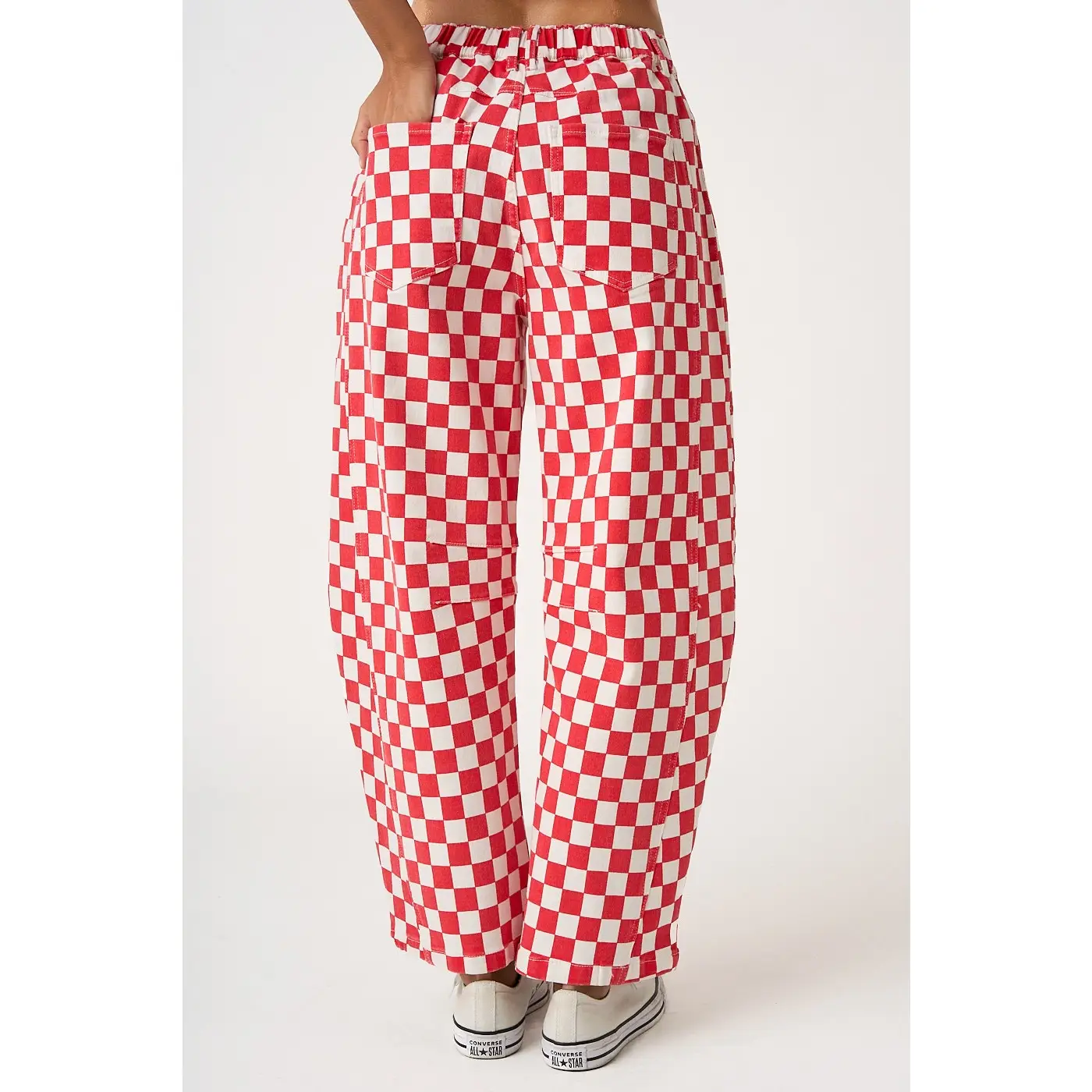 Game Day Checkered Elastic Waist Barrel Pants (MORE COLORS)