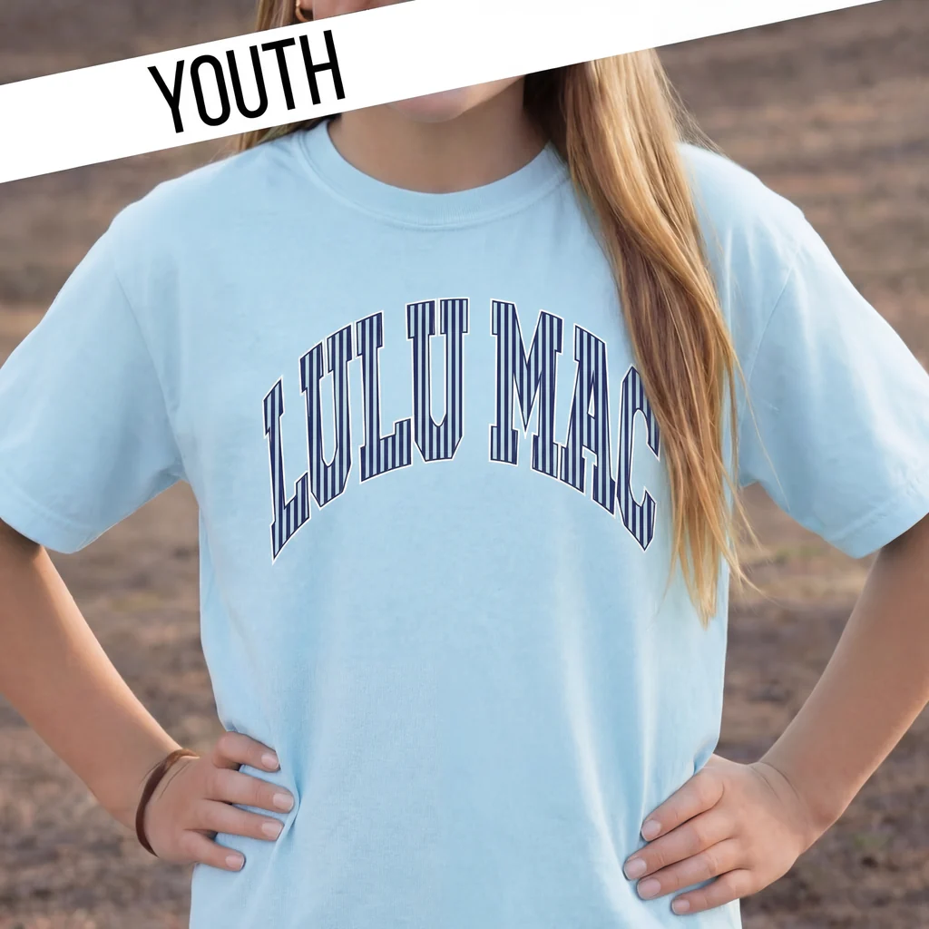 Lulu Mac Stripe Chambray Youth Comfort Color Tee