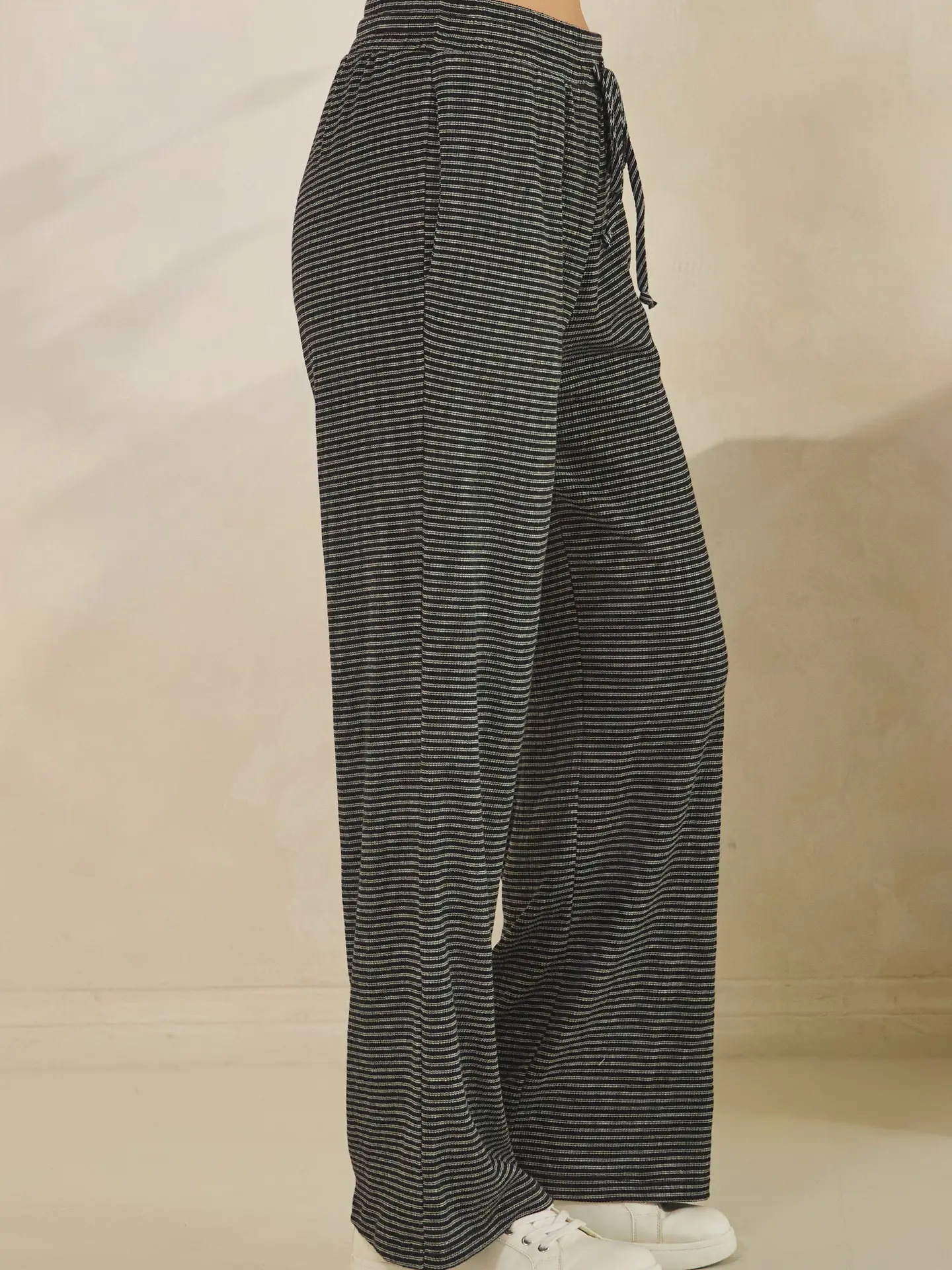 Wide Legged Stripe Crinkle Bottoms