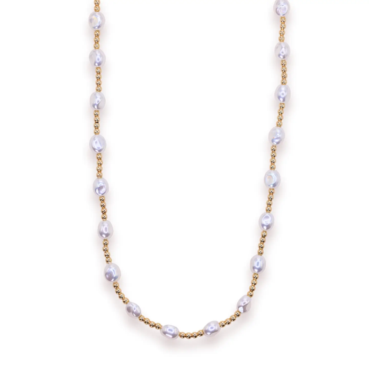 Beaded Blondes Bri Pearl Necklace in Gold