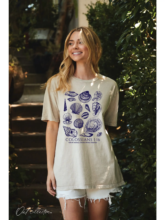 Colossians 1:16 Oversized Sea Graphic Top
