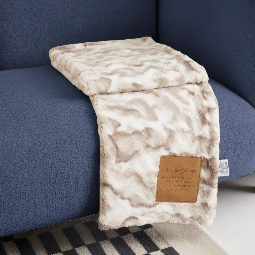 Amazing Grace Fur Patch Throw Blanket