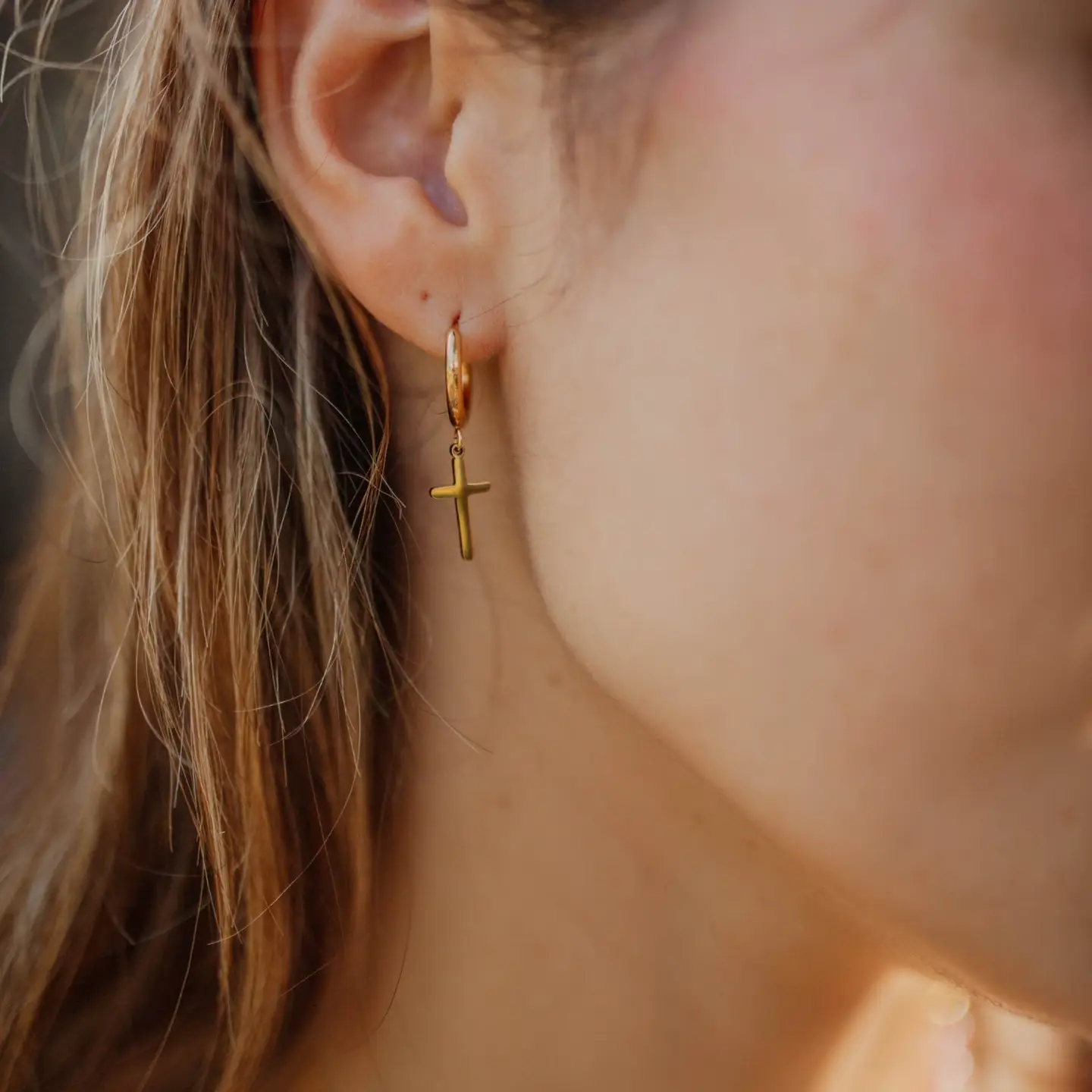 Cross Hoop Earrings