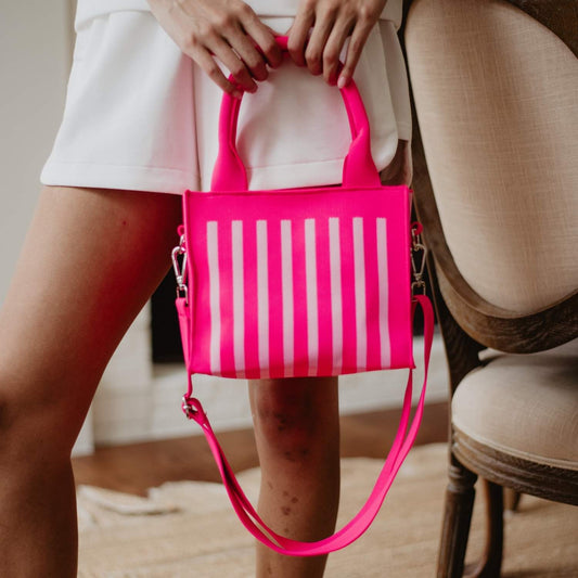 Striped Structured Mini Tote Purse