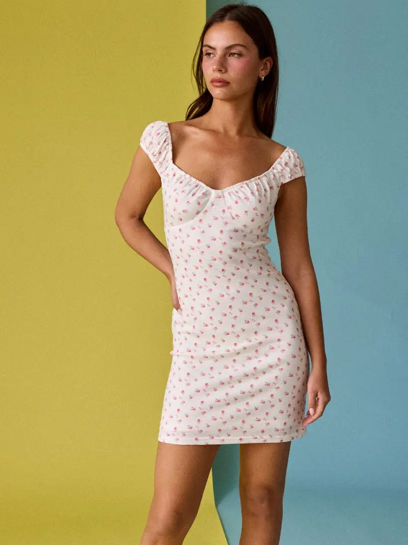 Floral Puff Sleeve Mini Dress