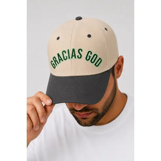 Gracias God On Tan Cap with Black Bill