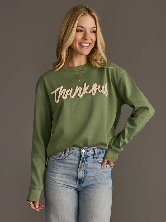 Sage Green Thankful Sweatshirt