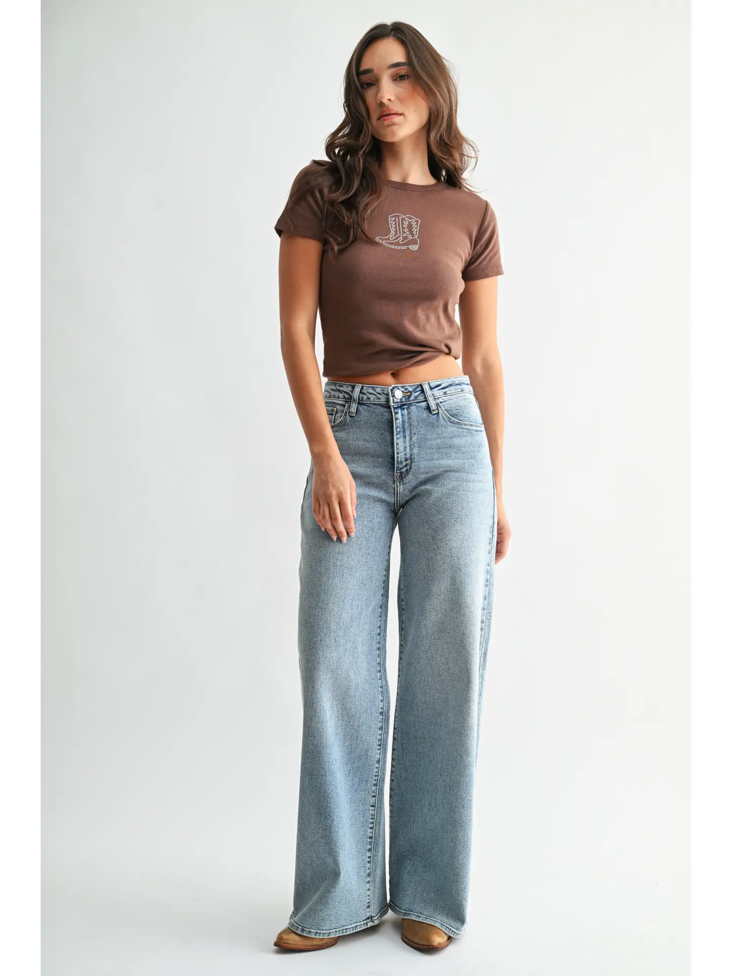 High Rise Stretchy Wide Leg - Medium Denim