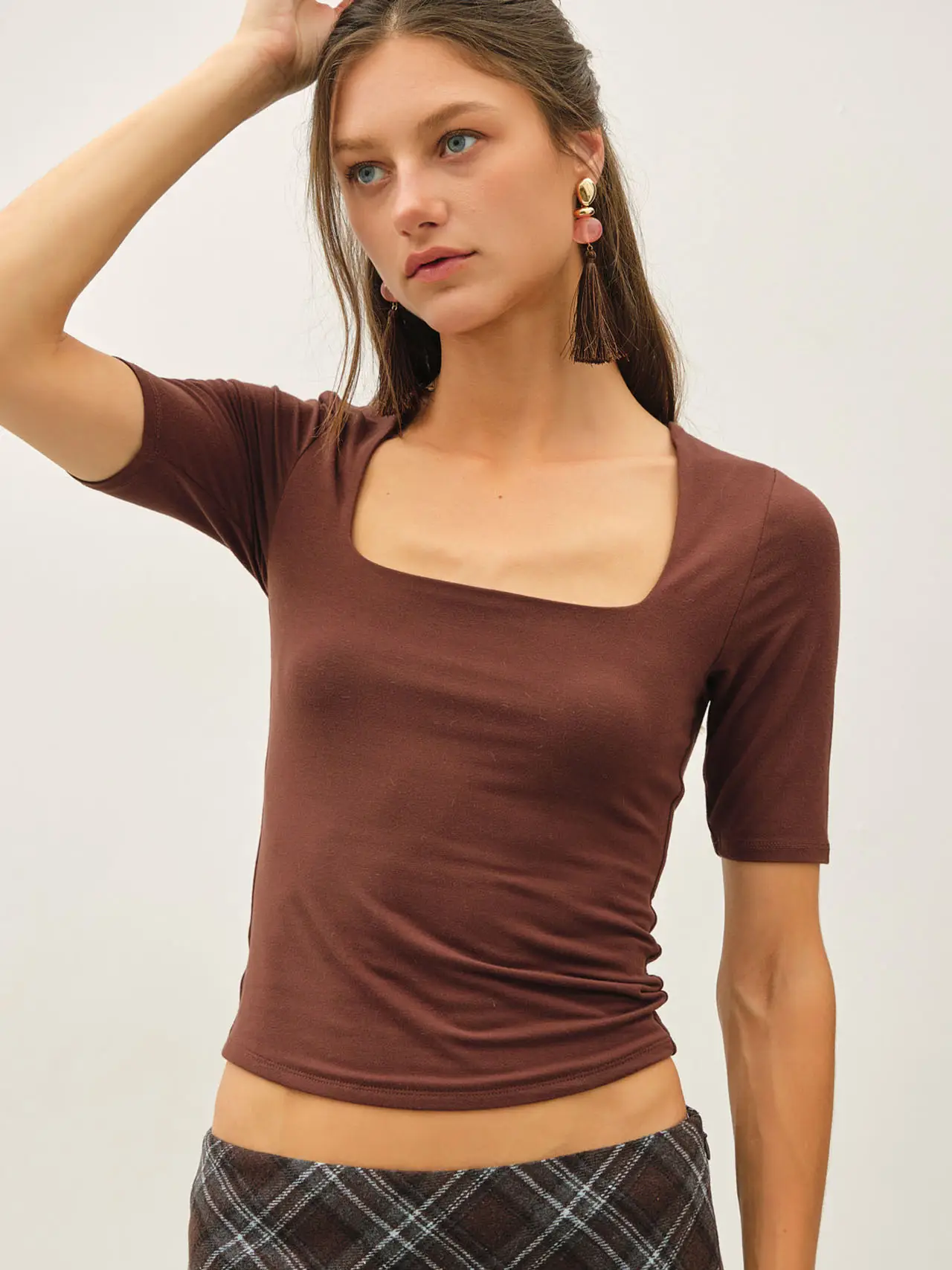 Square Neck Short Sleeve Top (MORE COLORS)