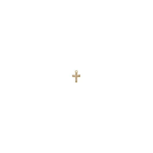 Gold Dainty Crystal Cross Charm