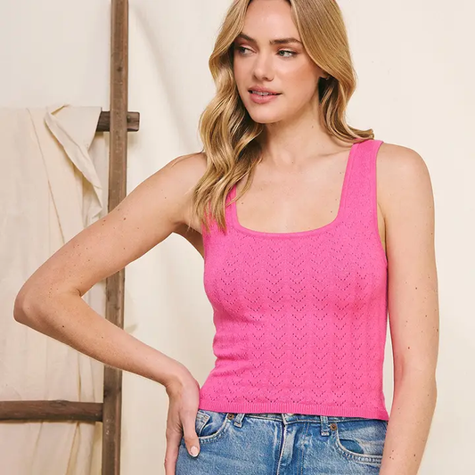 Square Neck Sweater Knit Tank