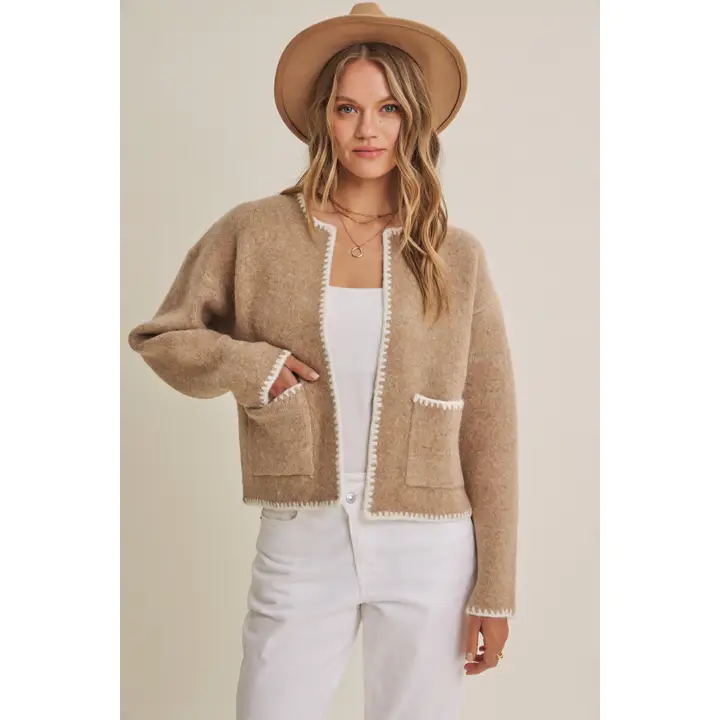 Crisp Air Soft Brush Wool Blend Sweater Cardigan