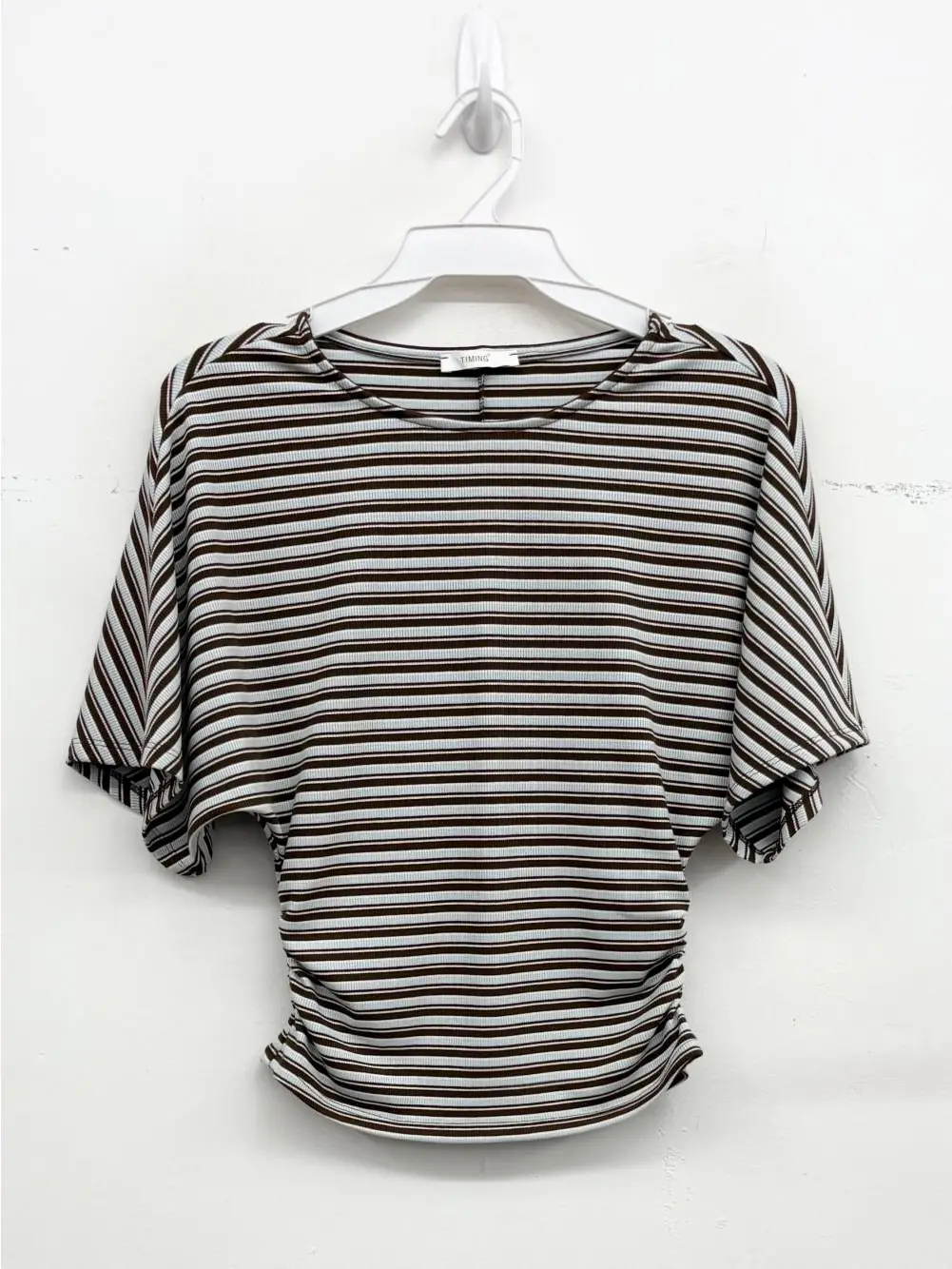 Ribbed Striped Short Sleeve Top