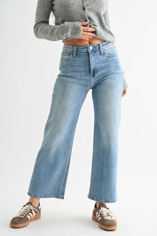 Hr Wide Leg Jean-Medium Denim