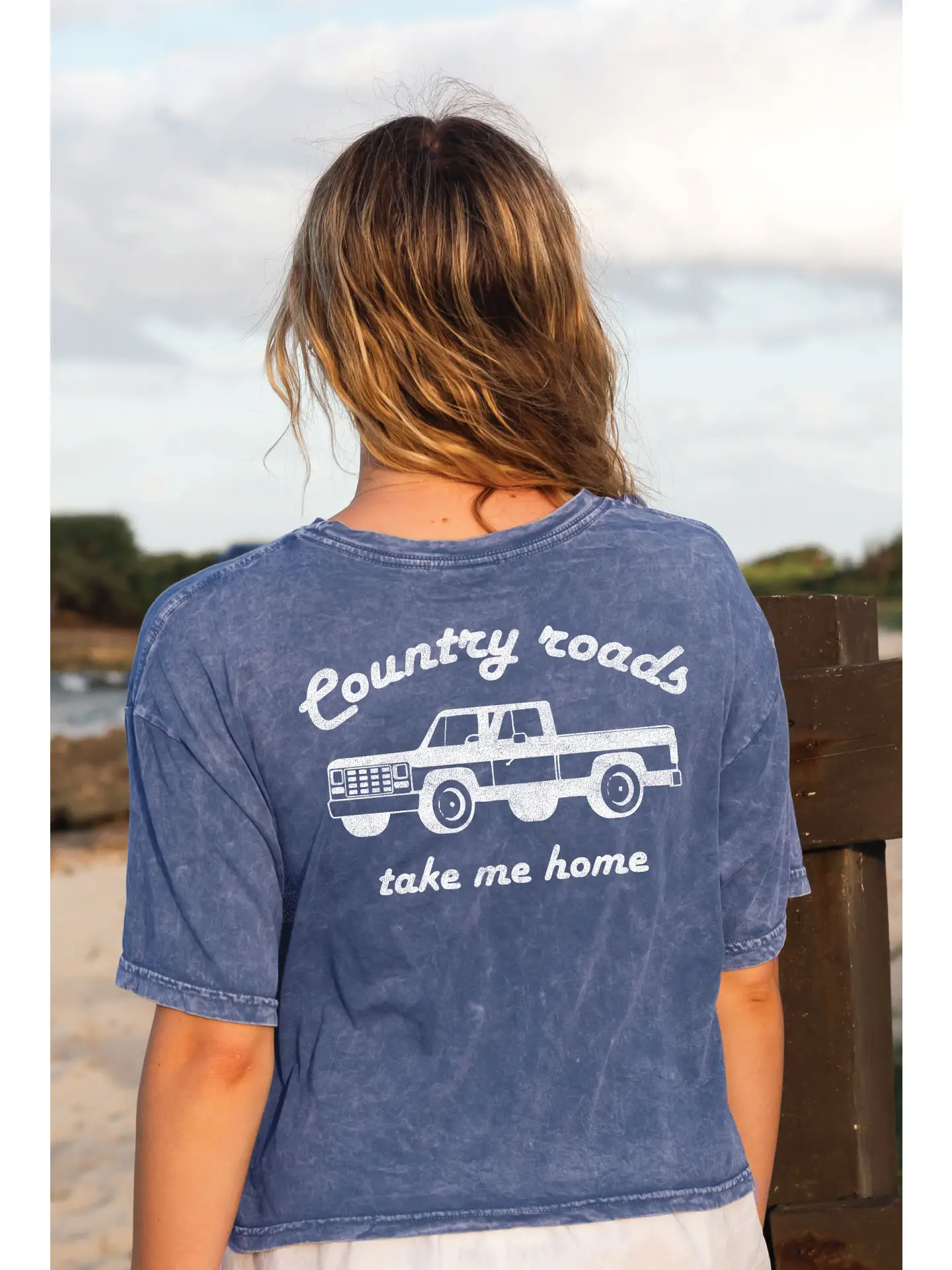 Country Roads Take Me Home Cropped Mineral Wash Tee