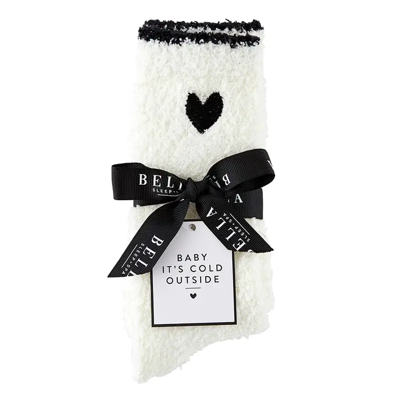 Cozy Socks With Trim And Heart (2 Color Options)