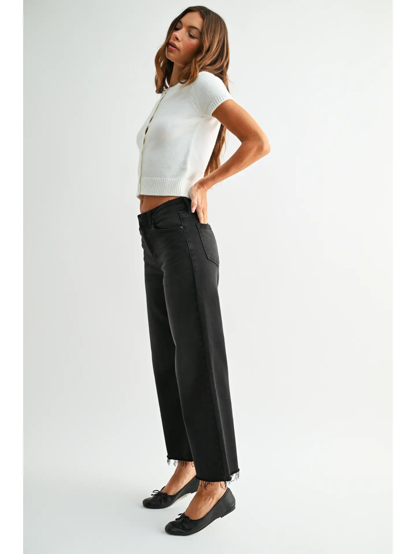 Washed Black Wide Leg Jean