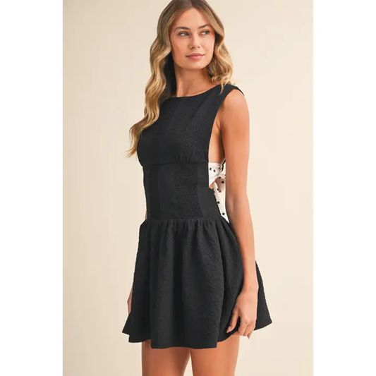 Sleeveless Mini Dress with Polka Dot Bow