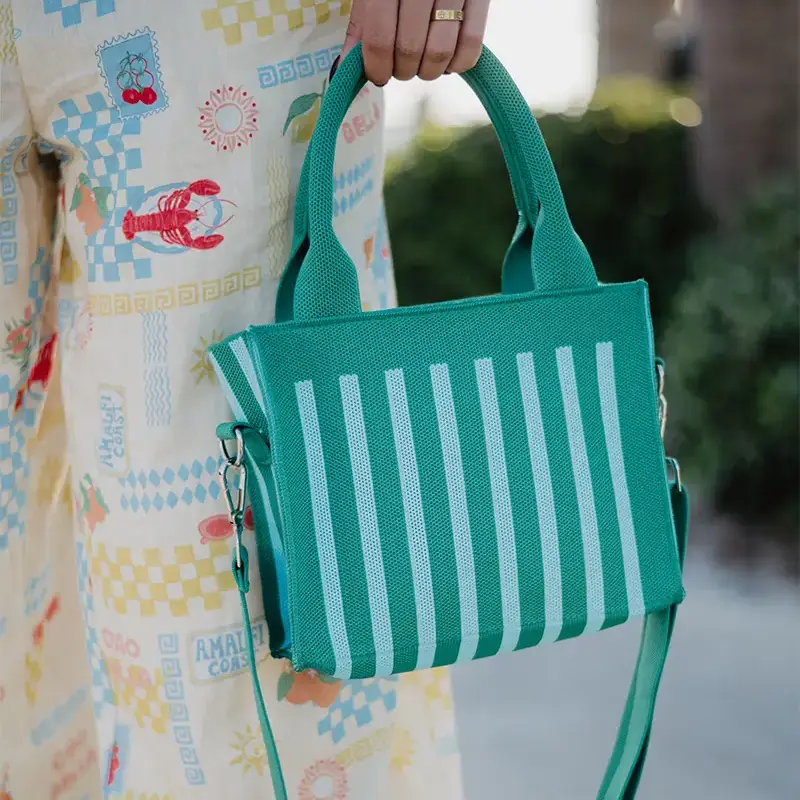 Striped Structured Mini Tote Purse