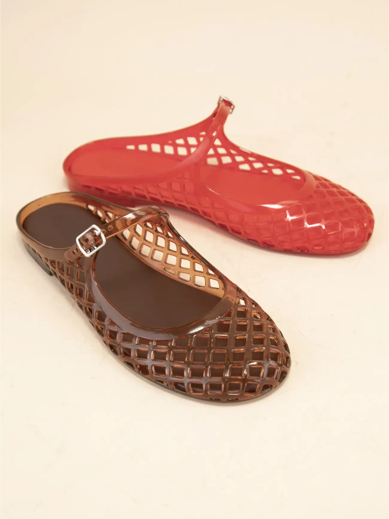 Bruce Jelly Pvc Mesh Mary Jane Flat Mules (2 Color Options)