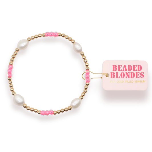 Beaded Blondes Hot Pink Pearl Poppi Bracelet