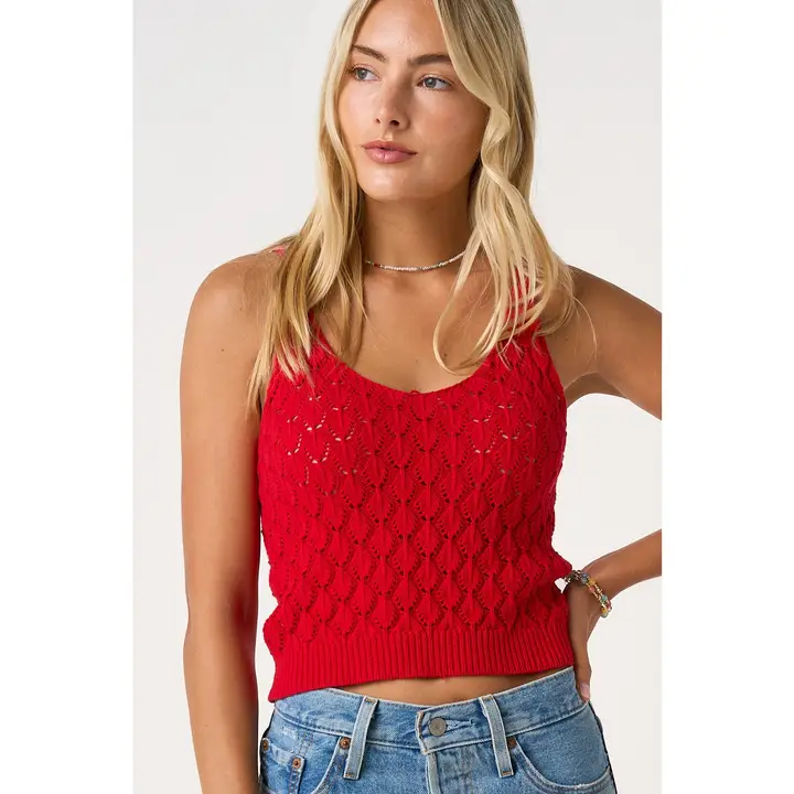 Shell Sweater Knit Cropped Tank Top