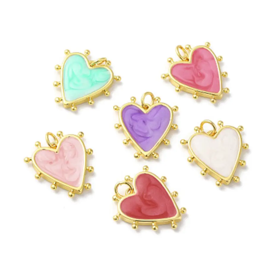 Gold Studded Heart Charm