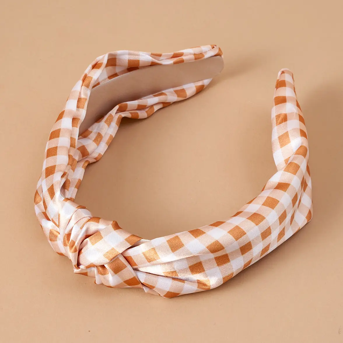 Twist Headband-Maple Gingham
