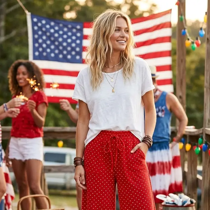 Relaxed Polka Dot Wide Leg Pants