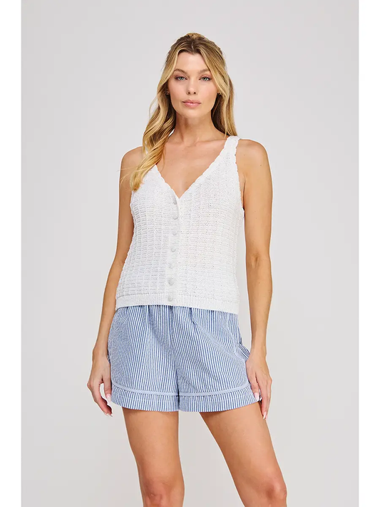 Textured Sweater Knit Button-Up Tank