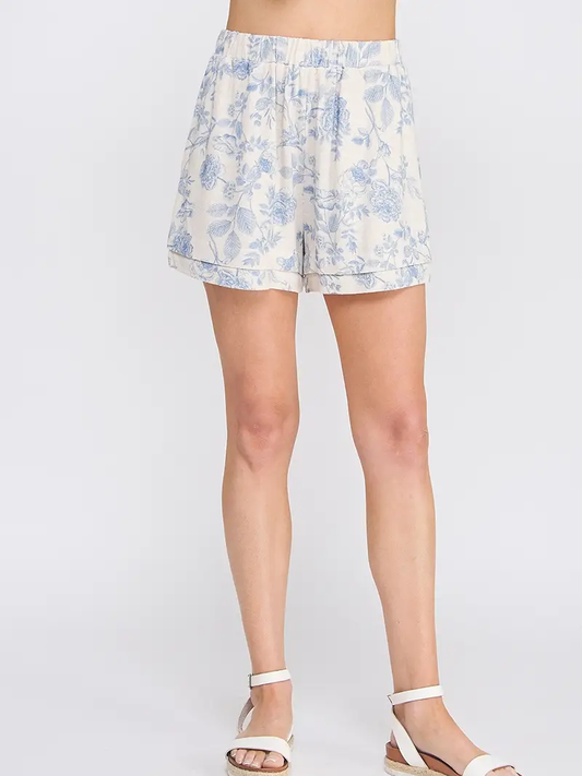 Printed Soft Linen Shorts