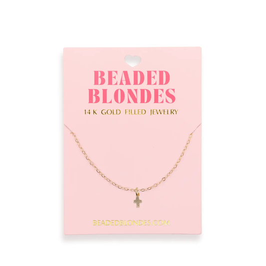 Beaded Blondes Mini Cross Charm Necklace