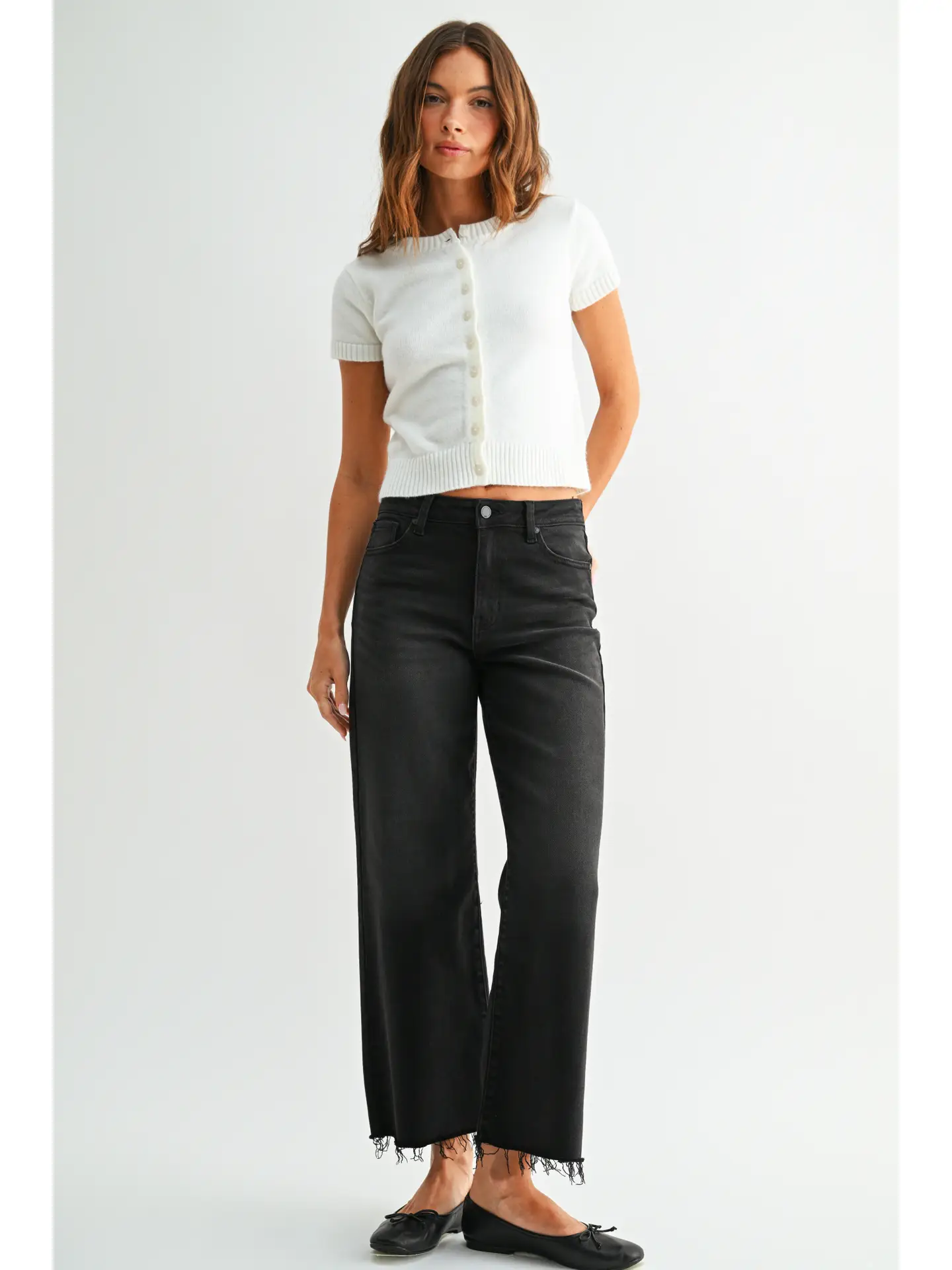 Washed Black Wide Leg Jean