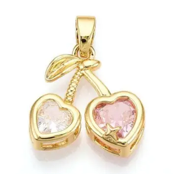 Gold Sweetheart Cherry Micro Pave Charm