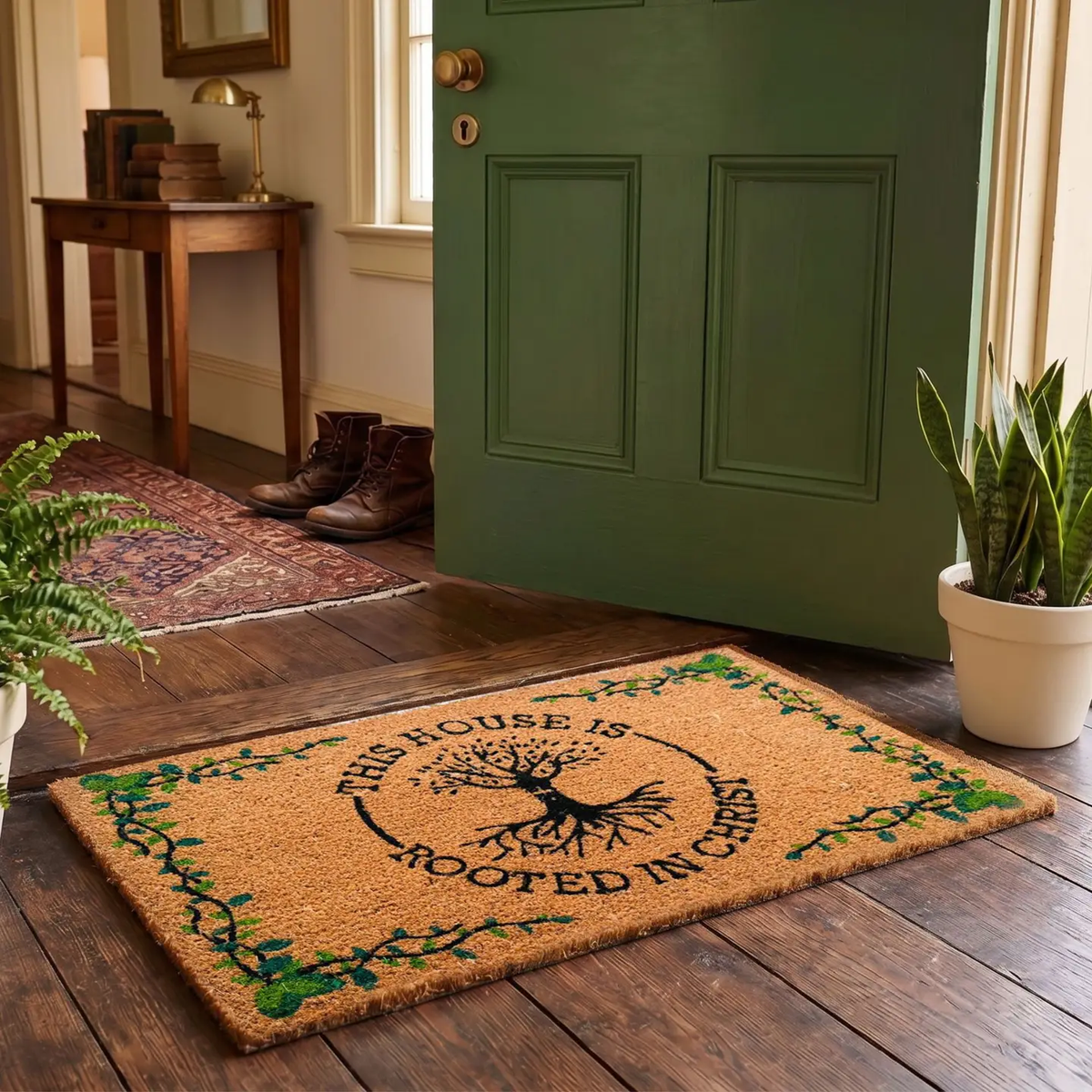 Rooted in Christ Rustic Coir Doormat