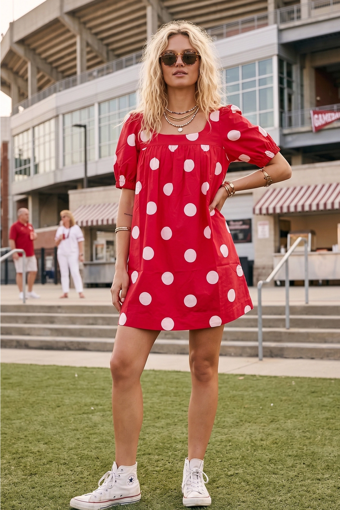 Gameday Polka Dot Puff Sleeve Dress - 2 Color Options