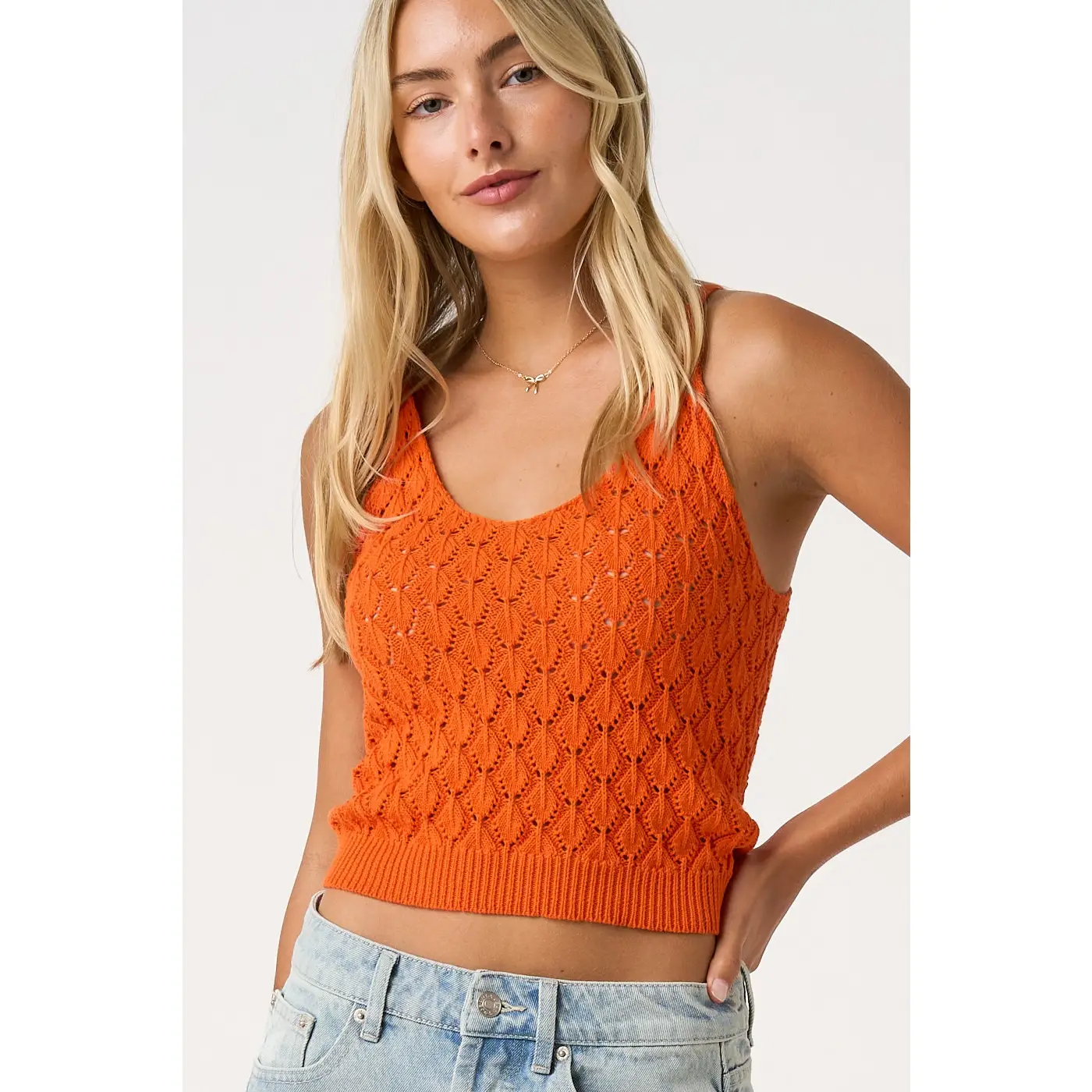 Shell Sweater Knit Cropped Tank Top