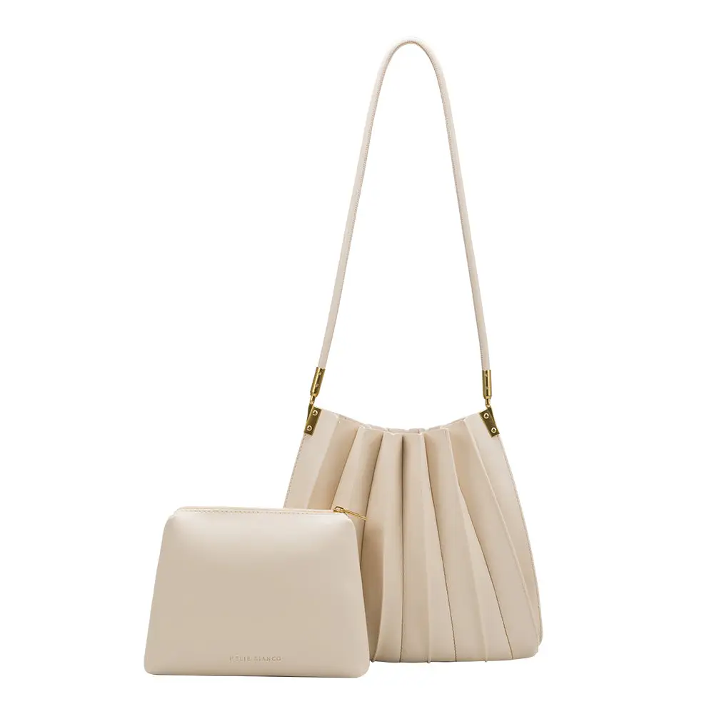 Melie Bianco Carrie Pleated Vegan Leather Shoulder Bag - 3 Color Options